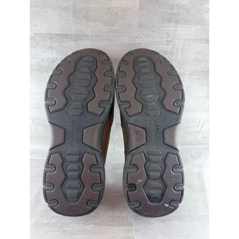 Skechers Relaxed Fit 66146 Brown Leather Slip On Loafers Men Sz 9.5 Goga Mat